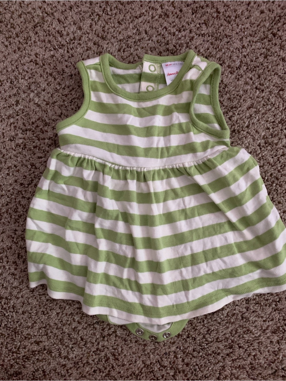 Hanna Andersson Green and White Striped Baby Onesie Dress